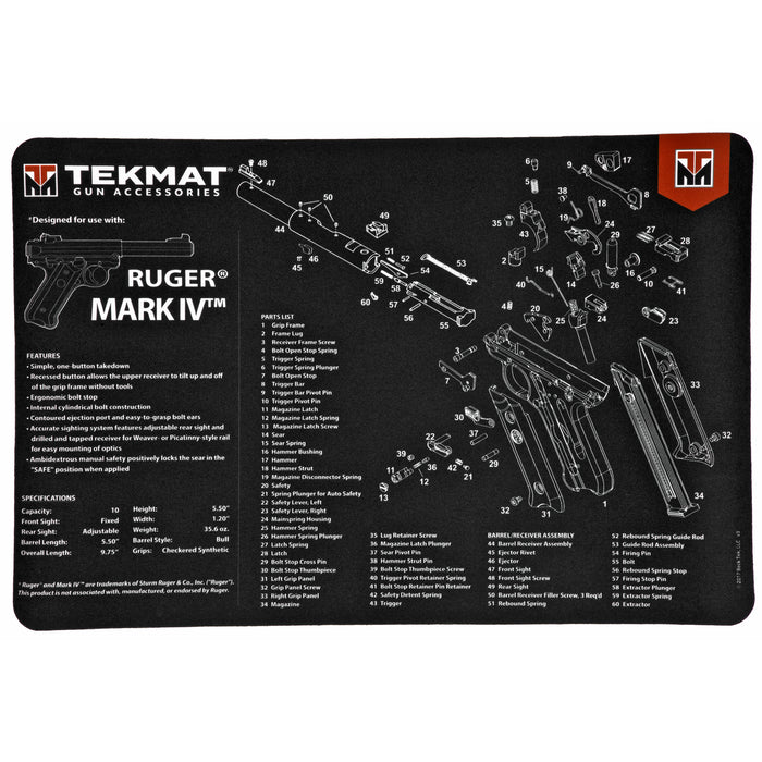 Beck Tek, Llc (tekmat) Original Cleaning Mat, Tekmat Tekr17rugermk4   Ruger Mark 4