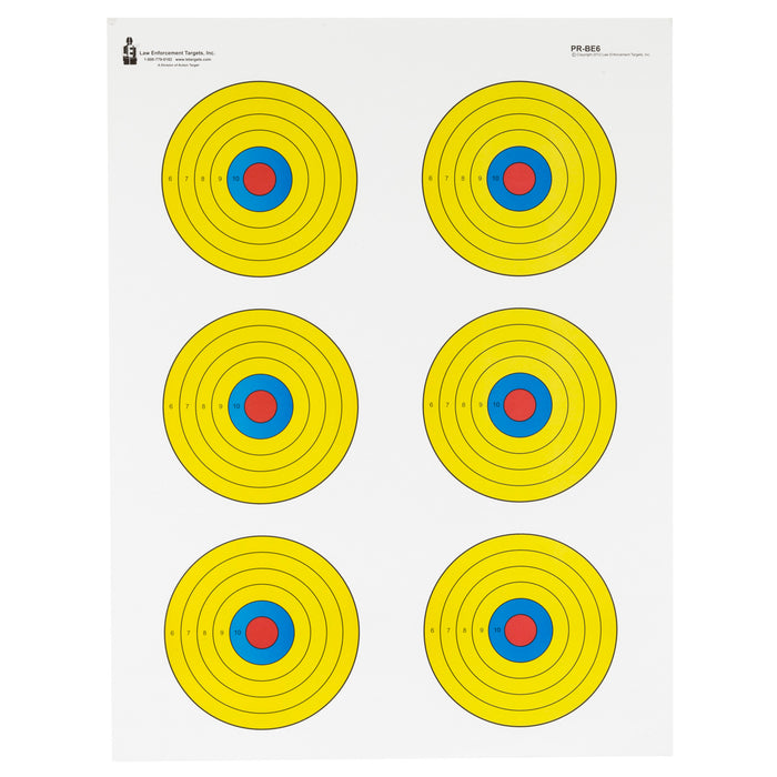 Action Target Inc High Visibility Fluorescent, Action Prbe6100  Bright 6 Bllsye Target     100 Bx