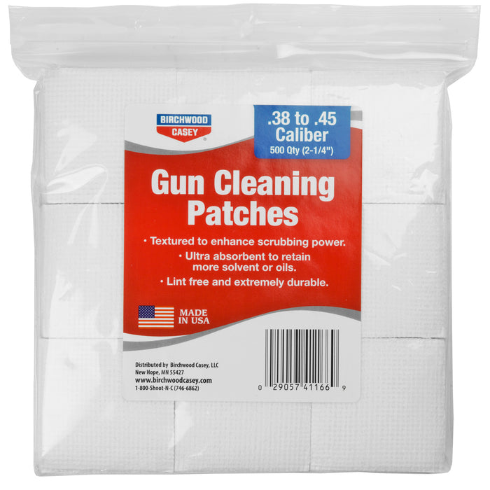 Birchwood Casey Gun Cleaning Patches, Bir 41166 Patch 2 1/4  Square 9mm/38-45cal   500pk