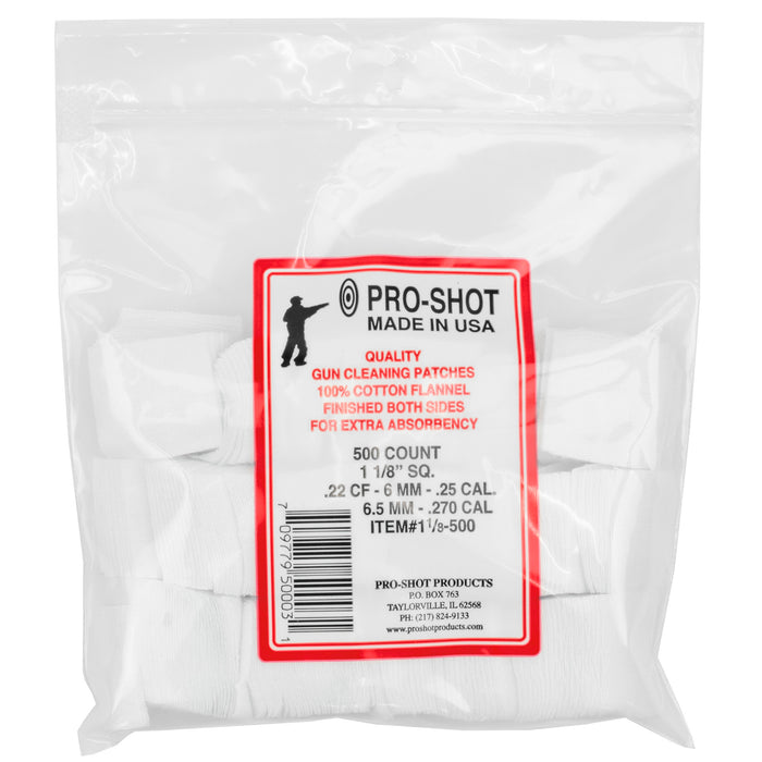 Pro-shot Cleaning Patches, Proshot 11/8-500  .22-270cal 11/8" Patch 500