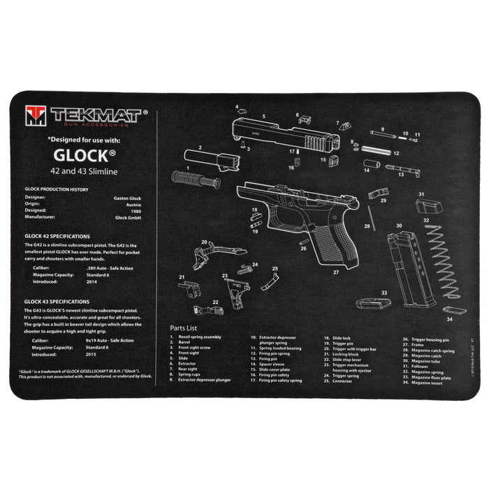 Beck Tek, Llc (tekmat) Original Cleaning Mat, Tekmat Tekr17glock4243  Glock 42/43