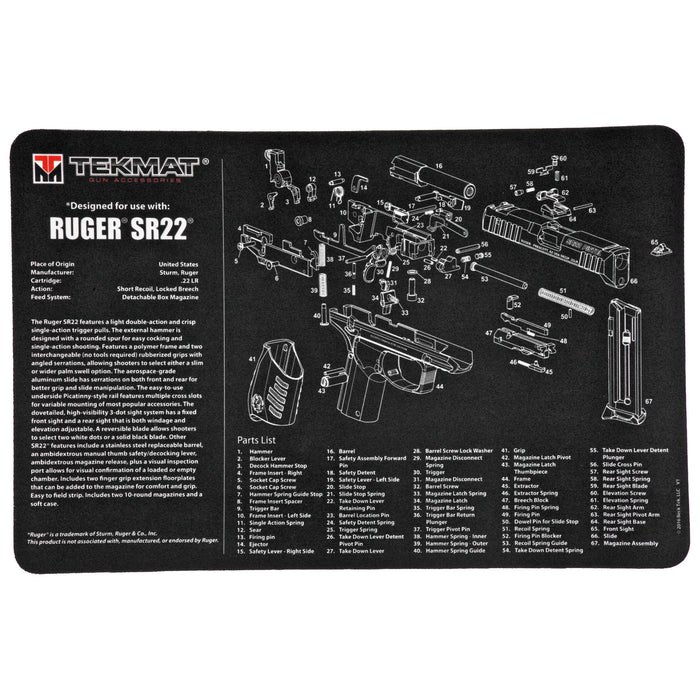 Beck Tek, Llc (tekmat) Original Cleaning Mat, Tekmat Tekr17rugersr22  Ruger Sr22