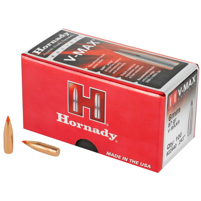 Hornady V-max, Horn 22440  Bull .243  87 Vmax              100/25