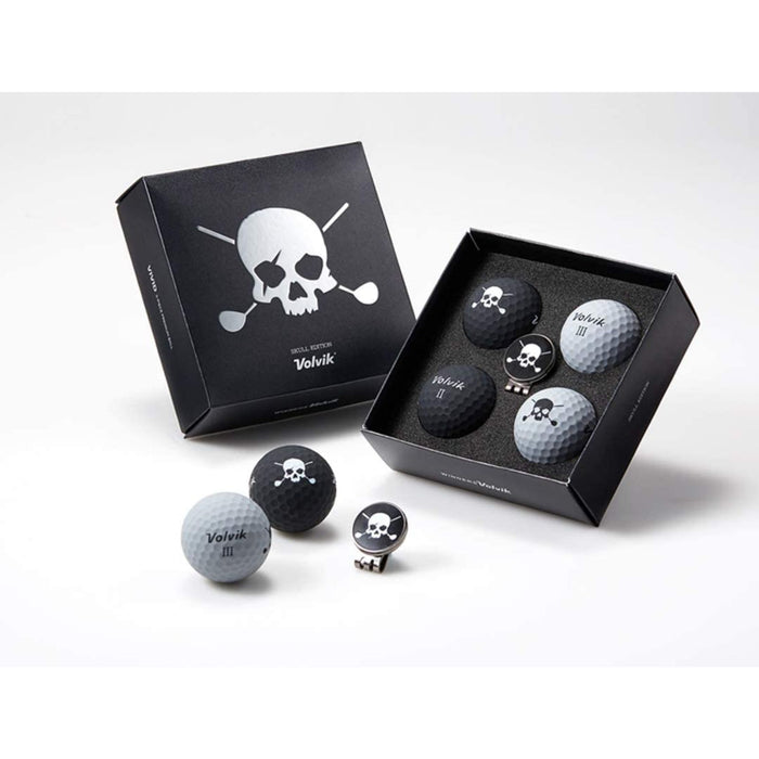 Volvik Skull Edition Golf Balls 4 Balls w Ball Marker Hat Clip